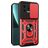 Mobigear Armor Ring Cam Slide Xiaomi 13 Hülle Hardcase Backcover Stoßfest mit Ringhalter und Kamera Slider - Rot