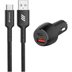 Mobigear Essentials Dual USB / USB-C Auto Ladegerät USB-C 1 Meter Power Delivery 48W - Schwarz