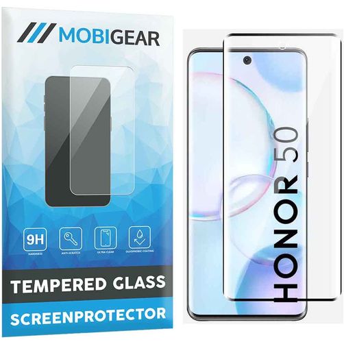 Mobigear Premium HONOR 50 Panzerglas Gehärtetes Glas Displayschutz - Hüllenfreundlich - Schwarz