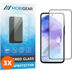 Mobigear Premium Samsung Galaxy A55 Panzerglas Gehärtetes Glas Displayschutz - Hüllenfreundlich - Schwarz (3er Pack)