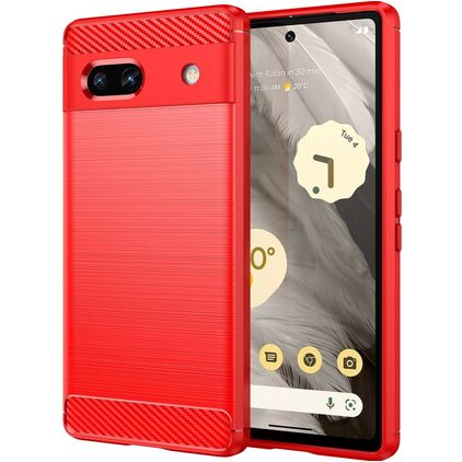 Mobigear Brushed Slim Google Pixel 7a Hülle Flexibles TPU Backcover - Rot