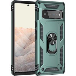 Mobigear Armor Ring Google Pixel 6 Pro Hülle Hardcase Backcover Stoßfest mit Ringhalter - Grün