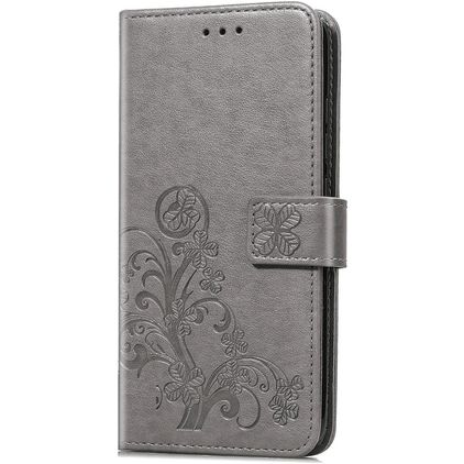 Mobigear Clover Huawei P40 Hülle Klapphülle Geldbörse - Grau