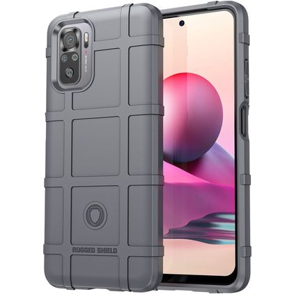 Mobigear Rugged Shield POCO M5s Hülle Flexibles TPU Backcover Stoßfest - Grau