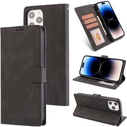 Mobigear Wallet iPhone 14 Pro Max Hülle Klapphülle Geldbörse - Schwarz