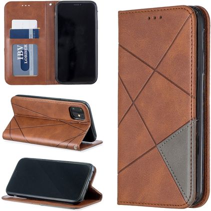 Mobigear Rhombus Slim iPhone 11 Hülle Klapphülle - Braun