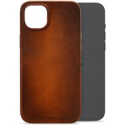 Mobilize Premium iPhone 15 Plus MagSafe Hülle Echtes Leder Backcover - Burned Cognac