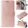 Mobigear Butterfly iPhone 16 Pro Max Klapphülle Portemonnaie - Roségold