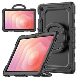 Mobilize Rotating Defender Samsung Galaxy Tab S11 Hülle Kunststoff / Silikon Backcover + Schultergurt + Ständer - Schwarz