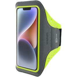 Mobiparts Comfort Fit Handyhalterung Joggen iPhone 14 Sporthülle Neopren Sportarmband - Neon Green