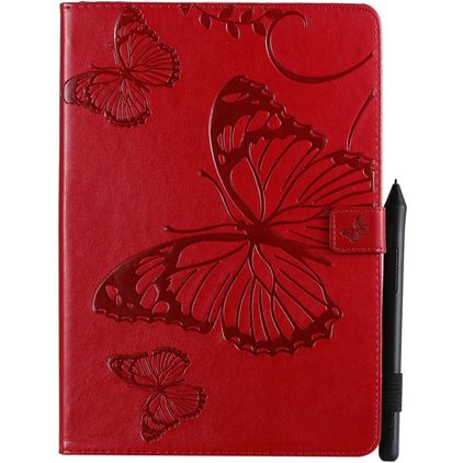 Mobigear Butterfly iPad 9 (2021) Hülle Klapphülle + Stifthalter - Rot