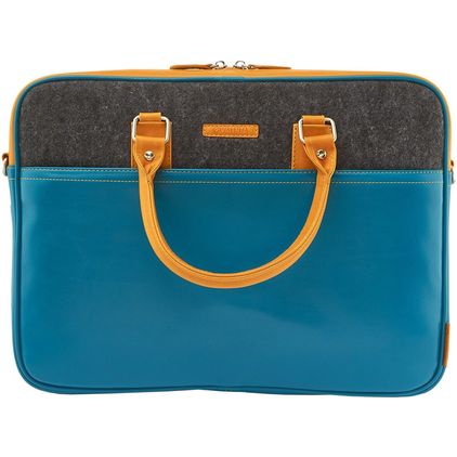 Valenta Laptop leather Echtes Leder Laptop Aktentasche 15.6 Zoll Laptoptasche + Handgriff - Ocean Blue