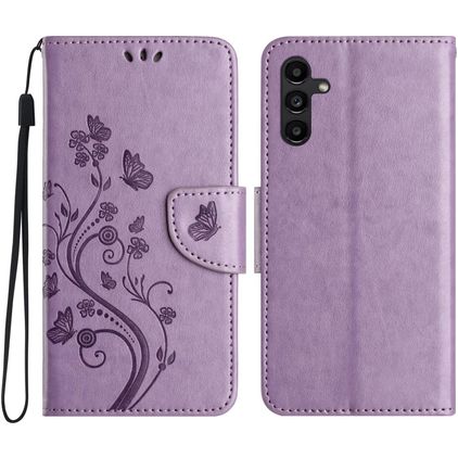 Mobigear Flowers Samsung Galaxy A56 Hülle Klapphülle Geldbörse - Lila