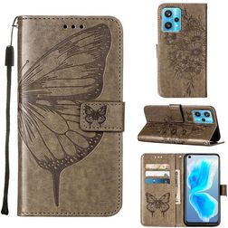 Mobigear Butterfly Realme 9 Pro Plus Hülle Klapphülle Geldbörse - Grau