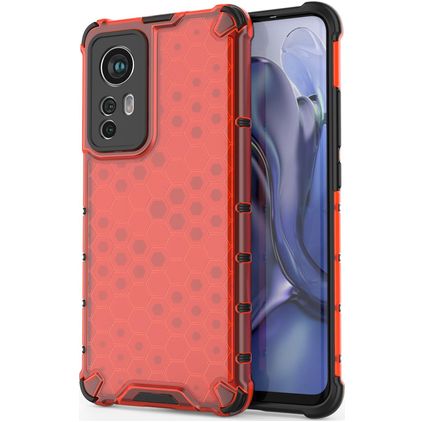 Mobigear Honeycomb Xiaomi 12X Hülle Hardcase Backcover Stoßfest - Rot