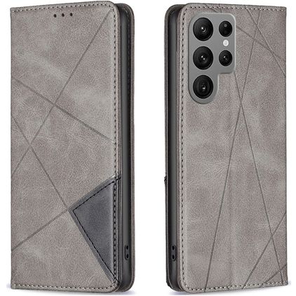 Mobigear Rhombus Slim Samsung Galaxy S24 Ultra Klapphülle - Grau