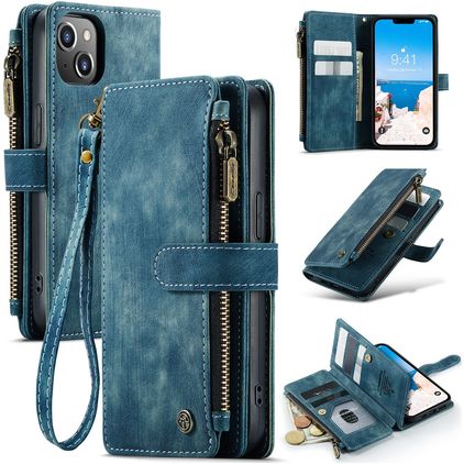 Caseme C30 iPhone 14 Hülle Klapphülle Geldbörse - Blau