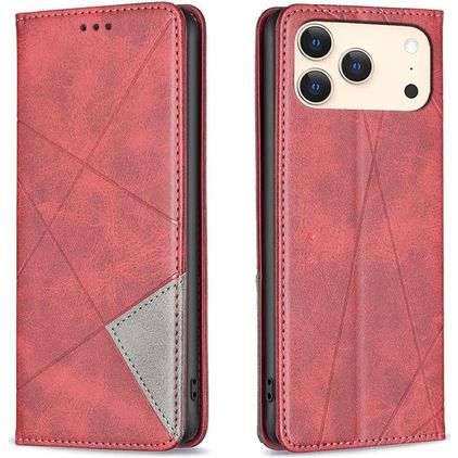 Mobigear Rhombus Slim iPhone 18 Pro Max Hülle Klapphülle - Rot