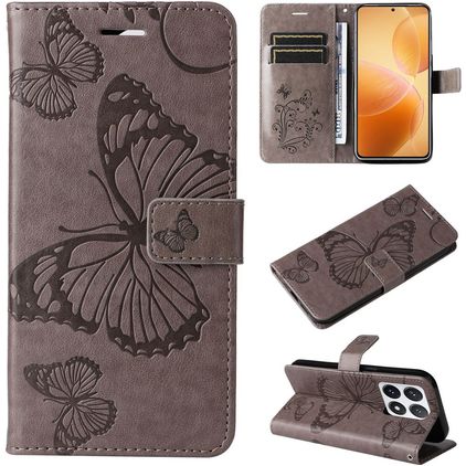 Mobigear Butterfly Xiaomi 14T Pro Hülle Klapphülle Geldbörse - Grau
