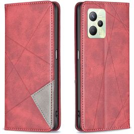 Mobigear Rhombus Slim Realme C35 Hülle Klapphülle - Rot