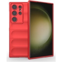 Mobigear Bumpy Samsung Galaxy S24 Ultra Hülle Flexibles TPU Backcover - Rot