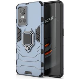 Mobigear Armor Ring Realme GT Neo 3 Hülle Hardcase Backcover Stoßfest mit Ringhalter - Blau