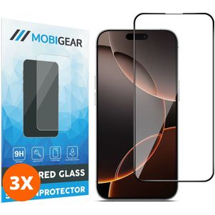 Mobigear Premium iPhone 16 Pro Max Panzerglas Gehärtetes Glas Displayschutz - Hüllenfreundlich - Schwarz (3er Pack)