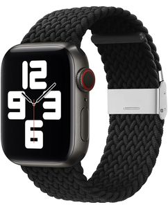 Mobigear Braided Nylon Apple Watch Armband Klappschließe - 49/46/45/44 mm - Schwarz
