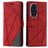 Mobigear Rhombus HONOR 200 Klapphülle Portemonnaie - Rot