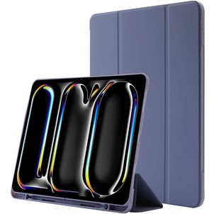 Mobigear Tri-Fold Gel iPad Pro 13 Zoll (2025) Hülle TPU,Kunstleder Klapphülle + Stifthalter - Lila