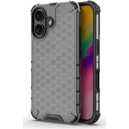 Mobigear Honeycomb iPhone 16 Plus Hülle Hardcase Backcover Stoßfest - Schwarz