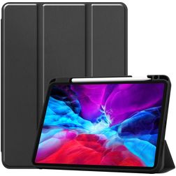 Mobigear Tri-Fold Gel iPad Pro 12,9 Zoll (2020) TPU / Kunstleder Klapphülle + Stylus-Halter - Schwarz