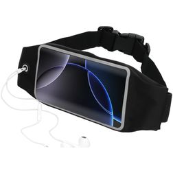 Mobiparts Comfort Fit Belt Handyhalterung Joggen iPhone 16 Pro Max Sporthülle Neopren Gürtel - Schwarz