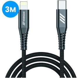 Mobigear Nylon USB-C auf Apple Lightning Kabel 3 Meter - Schwarz