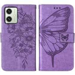 Mobigear Butterfly Motorola Moto G54 Hülle Klapphülle Geldbörse - Lila