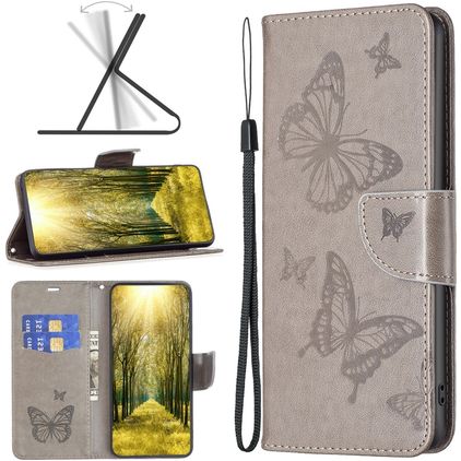Mobigear Butterfly Nokia G11 Hülle Klapphülle Geldbörse - Grau