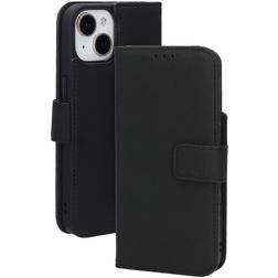 Mobiparts Wallet iPhone 15 MagSafe Hülle Echtes Leder Klapphülle Geldbörse - Schwarz
