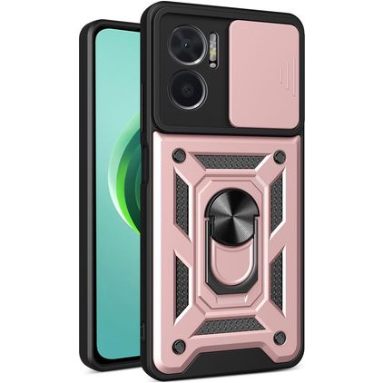 Mobigear Armor Ring Cam Slide Xiaomi Redmi 10 5G Hardcase Backcover Shockproof mit Ringhalter und Kamera-Slider - Roségold