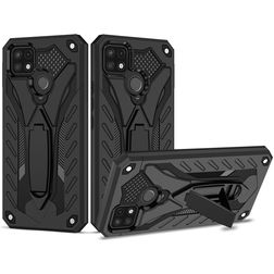Mobigear Armor Stand Realme C25Y Hülle Hardcase Backcover Stoßfest mit Ständer - Schwarz