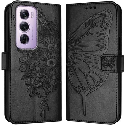 Mobigear Butterfly OPPO Reno 12 Pro Hülle Klapphülle Geldbörse - Schwarz