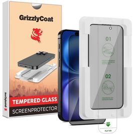 GrizzlyCoat AlignPro AntiSpy iPhone 16 Plus Panzerglas Gehärtetes Glas Displayschutz Privacy - Hüllenfreundlich + Applikator