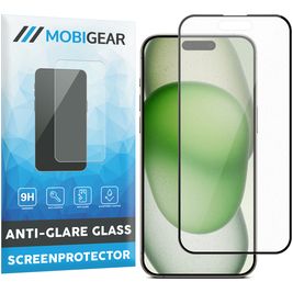 Mobigear Premium iPhone 15 Plus Panzerglas Gehärtetes Glas Displayschutz Anti-Glare - Hüllenfreundlich - Schwarz