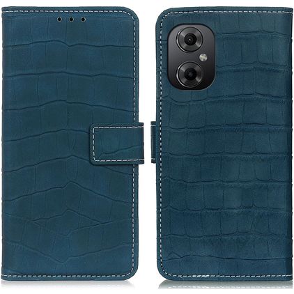 Mobigear Croco POCO M5 Hülle Klapphülle Geldbörse - Grün
