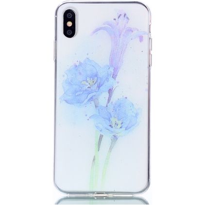 Mobigear Design iPhone XS Max TPU (flexibel) Backcover - Lila Blume