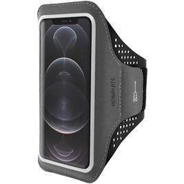 Mobiparts Comfort Fit Handyhalterung Joggen iPhone 12 Pro Max Sporthülle Neopren Sportarmband - Schwarz