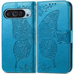 Mobigear Butterfly Google Pixel 9 Hülle Klapphülle Geldbörse - Blau