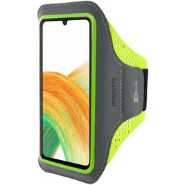 Mobiparts Comfort Fit Handyhalterung Joggen Samsung Galaxy A33 Sporthülle Neopren Sportarmband - Neon Green
