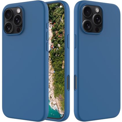 Mobigear Rubber Touch iPhone 16 Pro Silikon Hülle Backcover - Blau