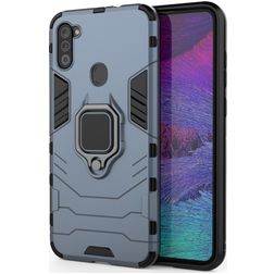 Mobigear Armor Ring Samsung Galaxy A11 Hülle Hardcase Backcover Stoßfest mit Ringhalter - Blau