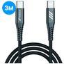 Mobigear Nylon USB-C auf USB-C Kabel 3 Meter - Schwarz